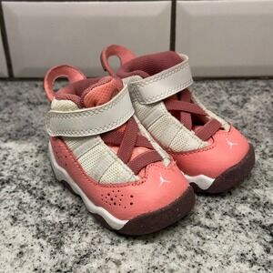 Nike Jordan 6 Rings Toddler‎ Shoes Pink White Strap Infant Crib 2C Baby Tennis